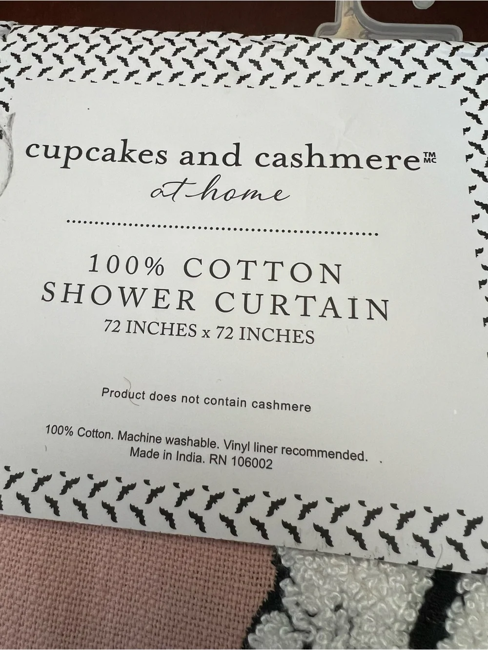 cupcakes & cashmere Pink Cotton Ghost Embroidered Shower Curtain